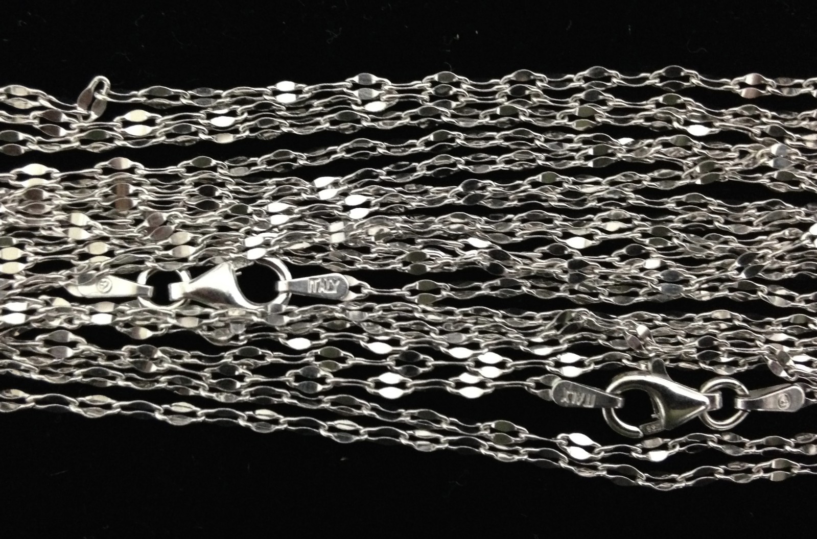 925 Sterling Silver RHODIUM Plated Coffee Chain Necklace ITALY – 16″