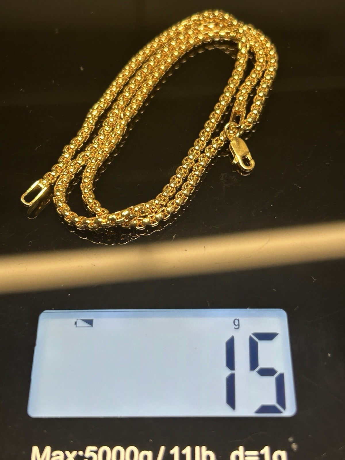 19” Gold Plated Rounded Box Link Chain Necklace 3.0mm Heavy Luxury Style 15g