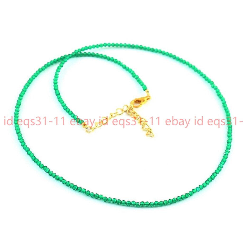 Long 16″-32″ 3mm Faceted Dark Green Spinel Round Gemstone Beads Necklace
