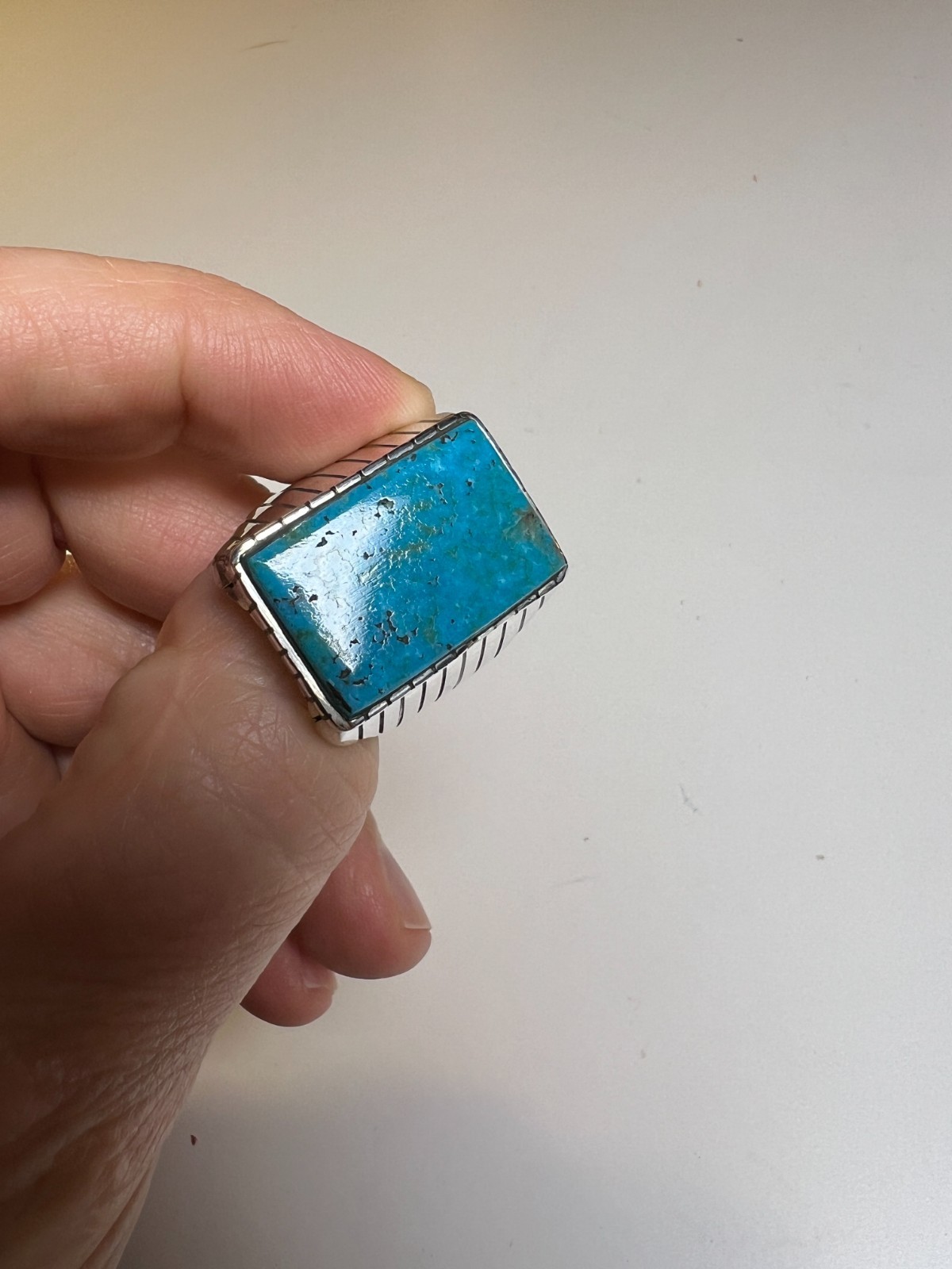Mens Ring Sterling Silver Turquoise Navajo Trevor Jack Size 12.25 Southwestern