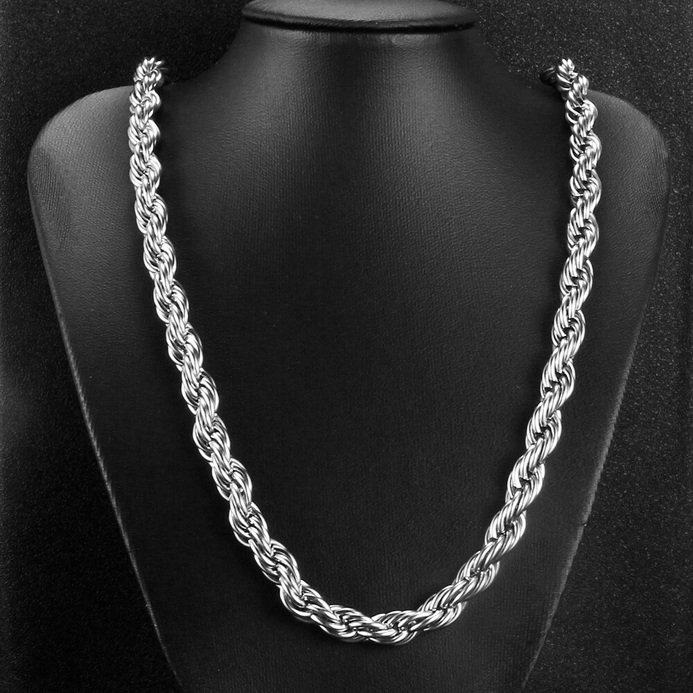 8/10mm Wide 316L Stainless Steel Women Men Rope Chains Necklaces 16”-47”
