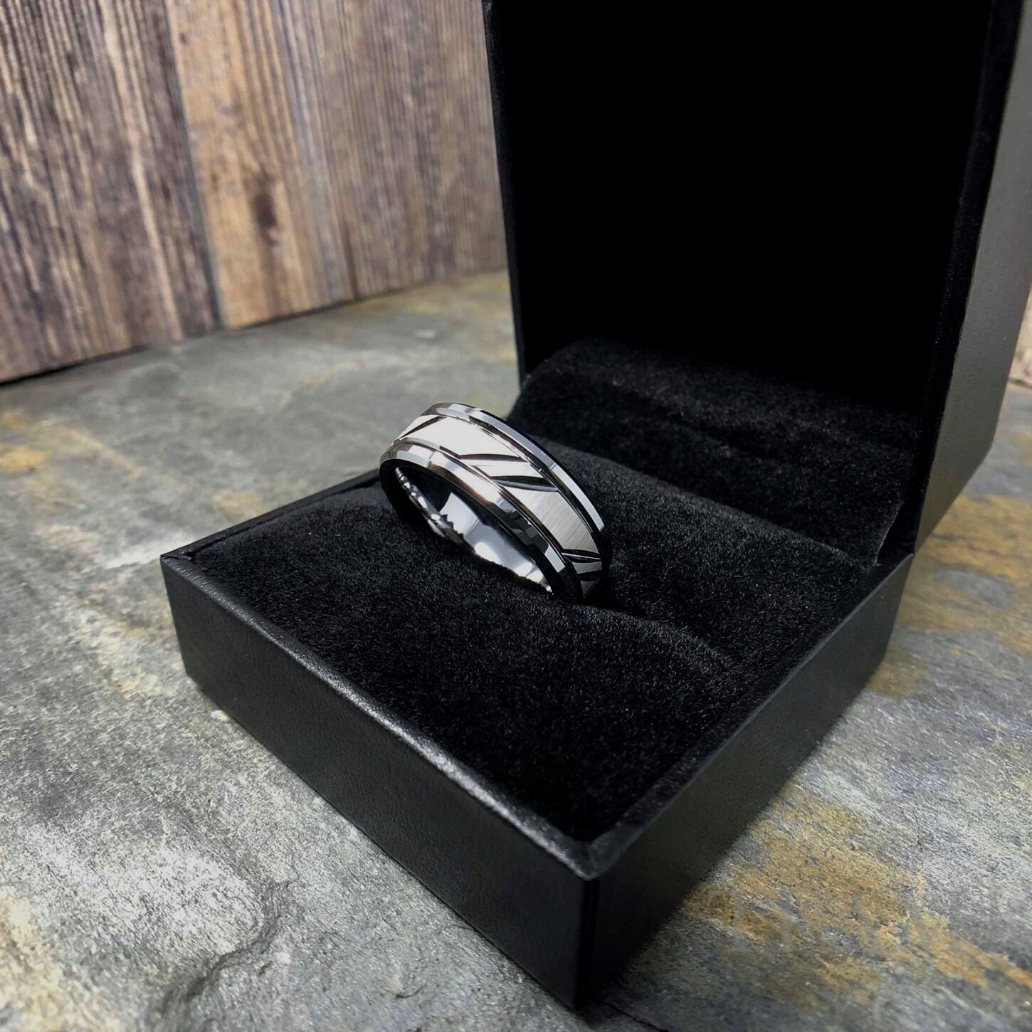 Silver Tungsten Carbide Ring Custom Cut Wedding Band Comfort Fit Mens Womens