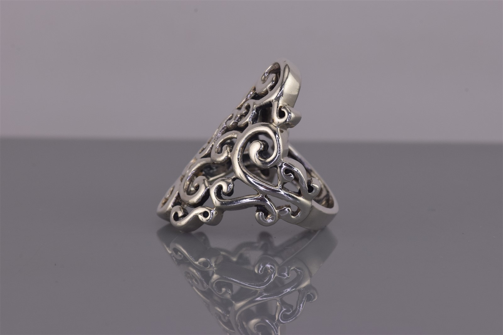 Sterling Silver 30mm Open Swirled Scrolling Band Ring 9g 925 Sz: 6