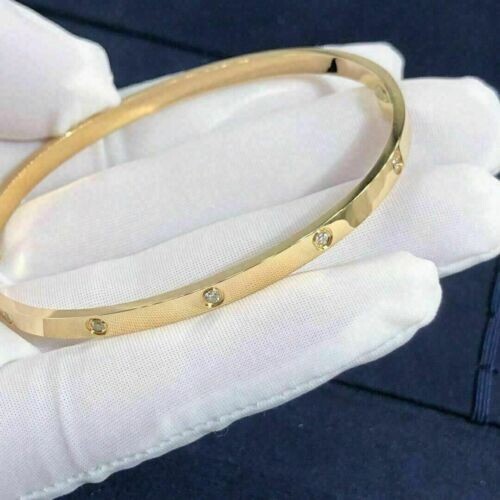 4CT Round Cut Diamond Lab-Created Women Bangle Bracelet 14K Yellow Gold Finish