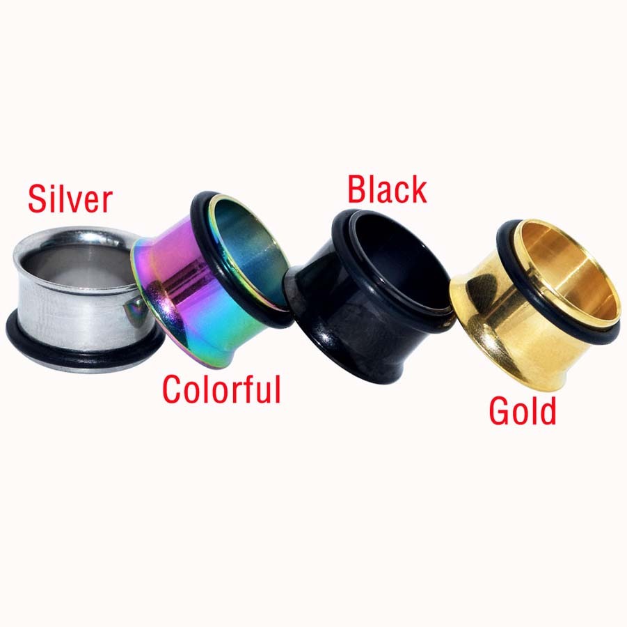 2× Double Flared Screw Fit Steel Ear Plugs Flesh Tunnels Gauge Earrings 8G-3/4″