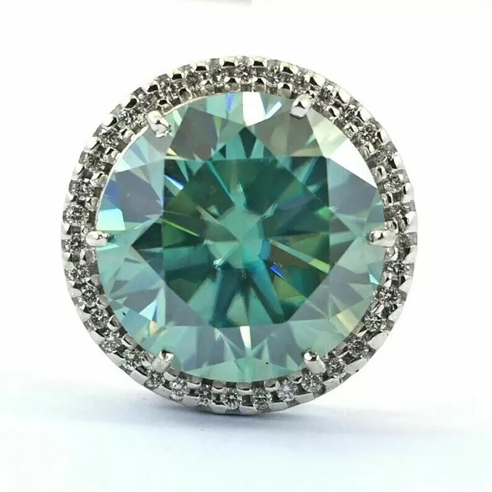 Certified 10 Ct Round Cut Blue Diamond Pendant In 925 Sterling Silver