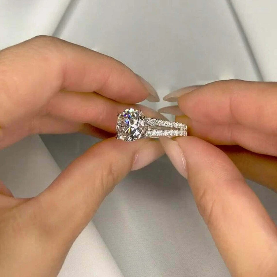 1.50 Ct Lab Created Round Cut Diamond Wedding Ring 14K White Gold Finish