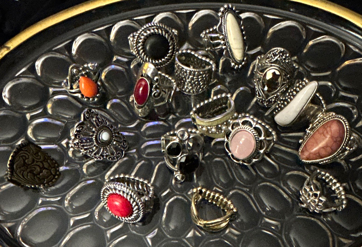 Women’s Fashion Mixed Lot Assorted Stretch Rings, Mixed Metals, Silver/Gold