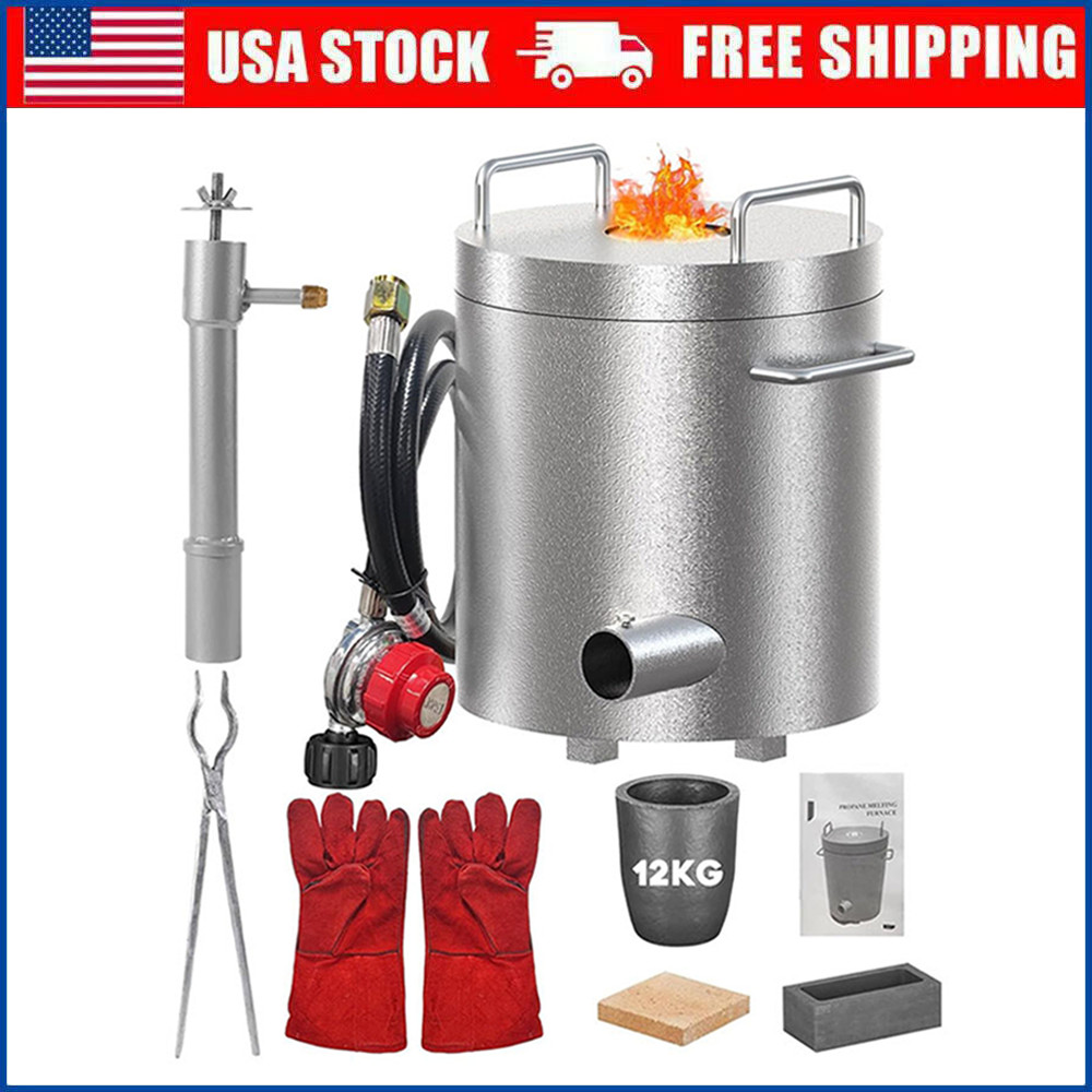 12KG Propane Melting Furnace Foundry Kit Smelt Metal Gold Copper Silver Casting