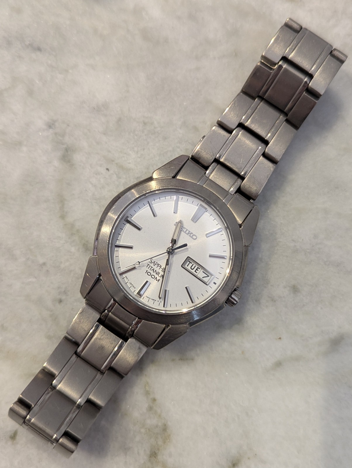 Seiko SGG727P1 Titanium Sapphire 7N43-0AS0 Day Date Quartz Watch 2006