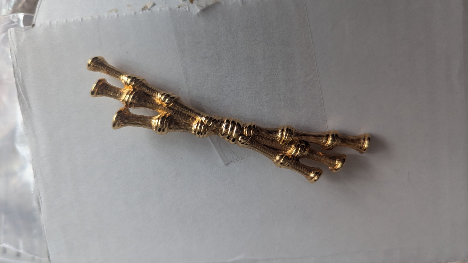 Vintage MONET Bamboo Brooch Pin Gold Tone Signed