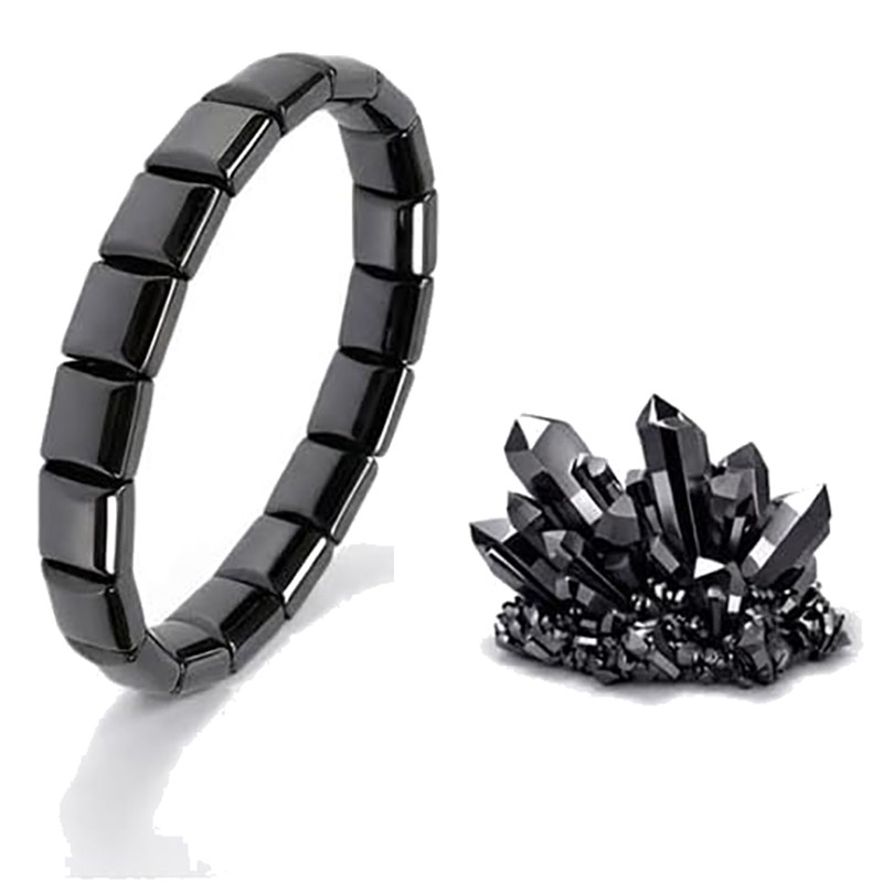 2× Natural Hematite Bracelet Reignites Masculine Energy Stretch Beaded Healing