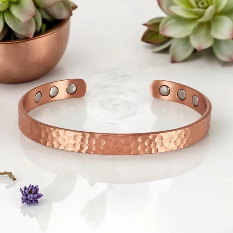 Magnetic Pure Copper Cuff Bracelet Rose Gold Adjustable Bangle Women Men 2026