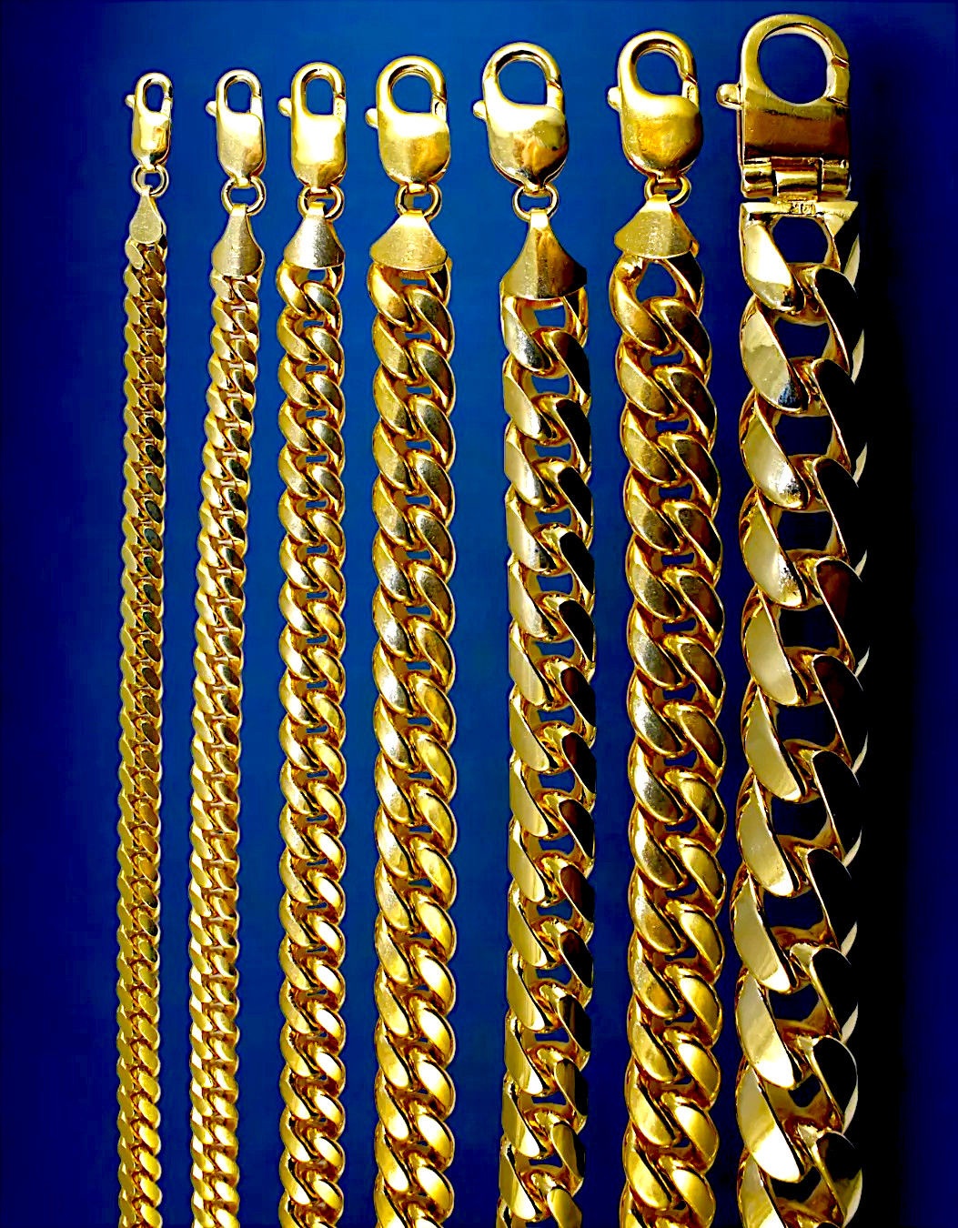 10K Yellow Gold SOLID Miami Cuban Necklace Bracelet Chain Lobster 2mm-10mm 7-30″