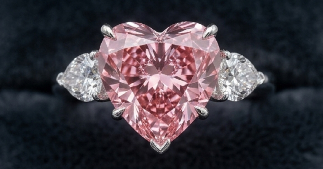5ct Heart Cut Simulated Pink Sapphire/CZ Engagement Ring 14k White Gold Plated