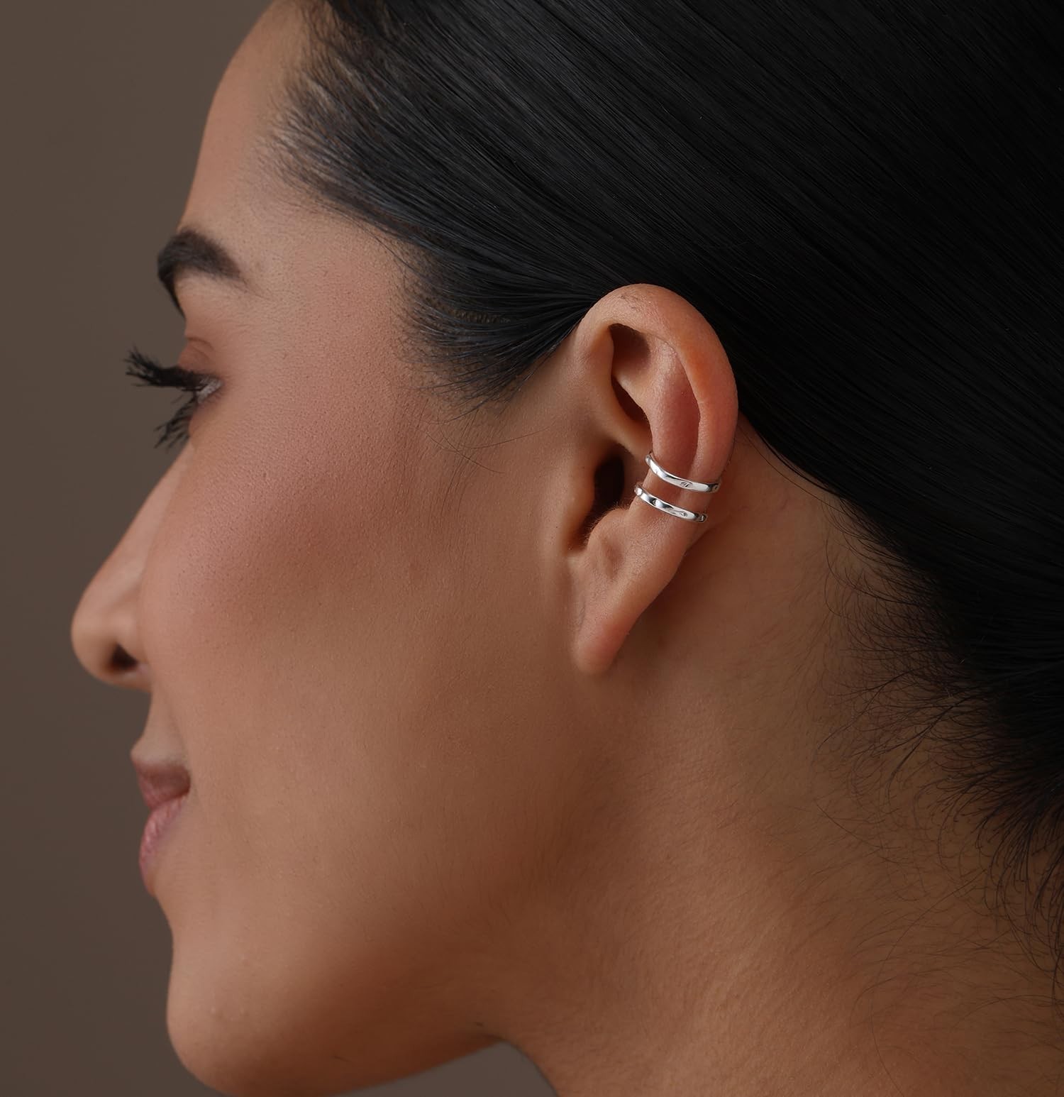 925 Sterling Silver Hammered Ear Cuff-Set for Non-Pierced Earring for Women 12mm