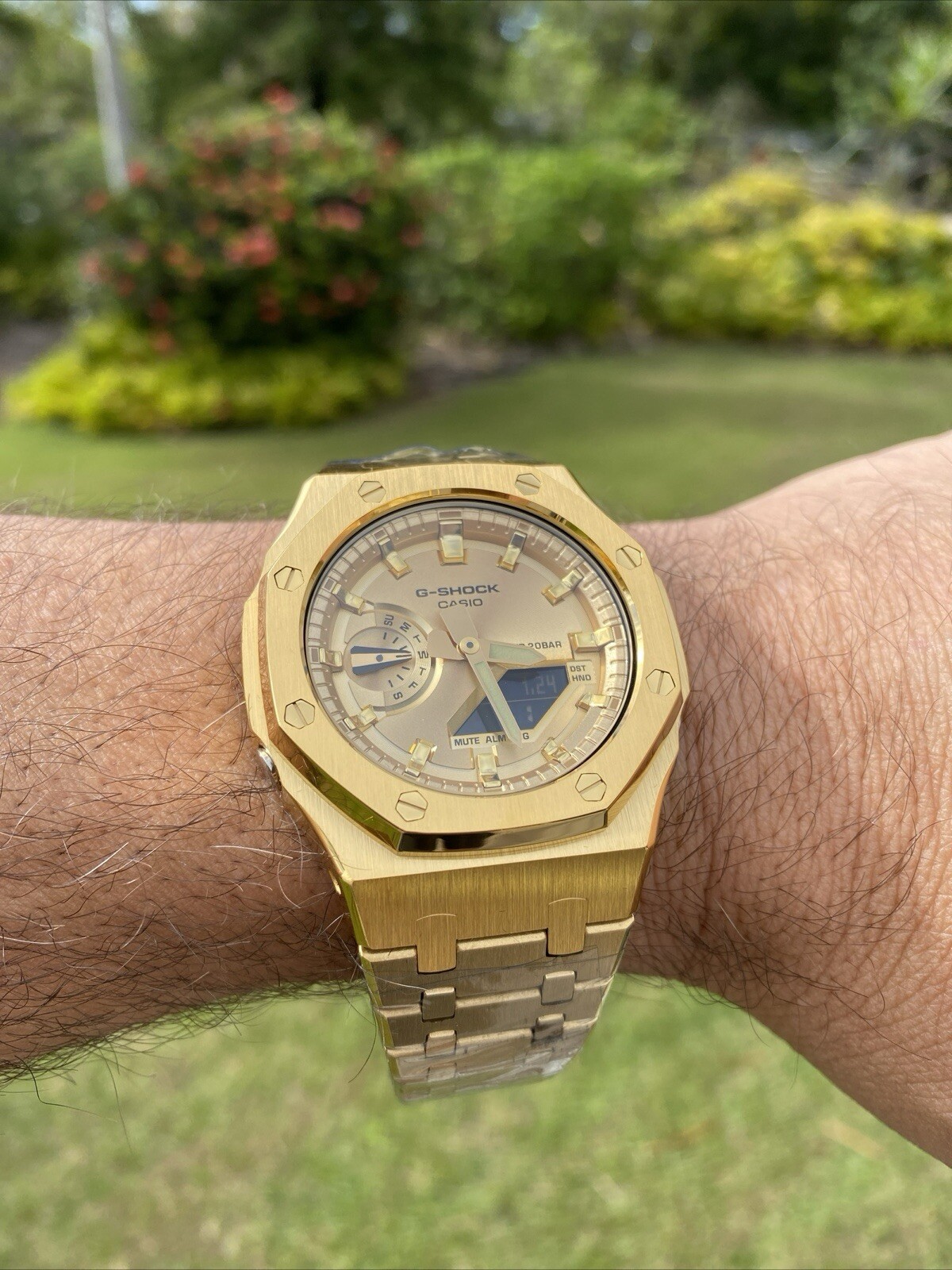 New Casio G-Shock Gold Color GA2100 All Yellow Gold custom modification