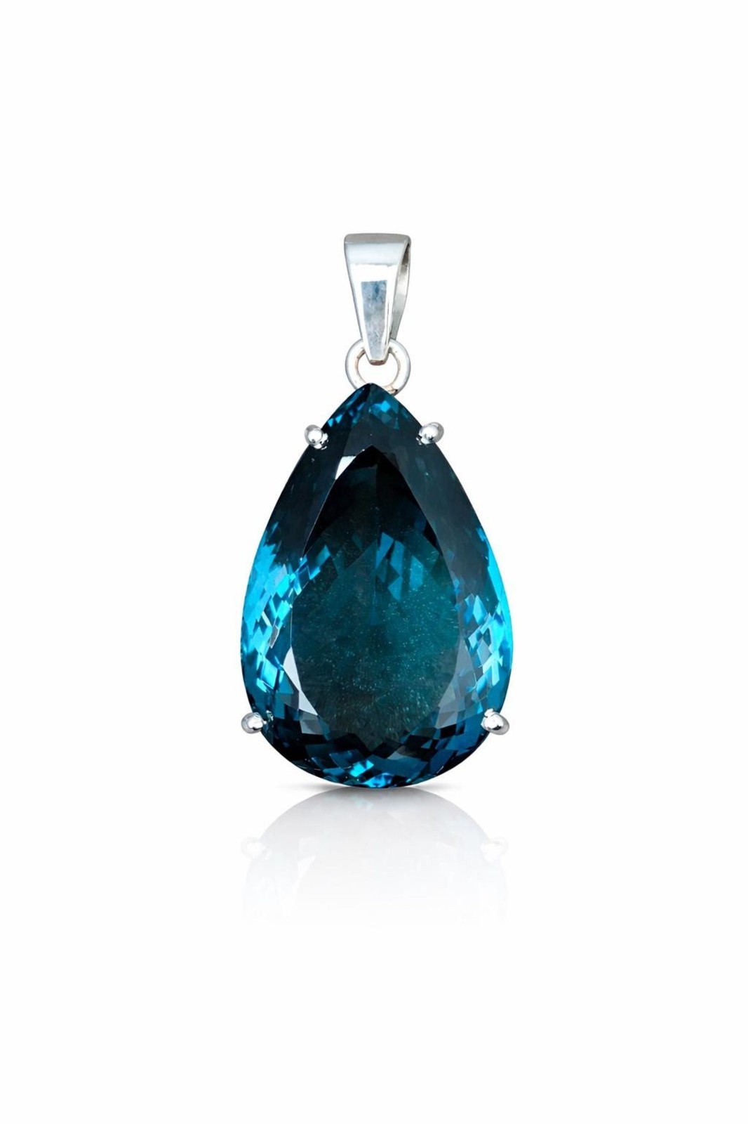 GIE Certified Natural 68 Ct London Blue Topaz Pear Cut Pendant Loose Gemstone