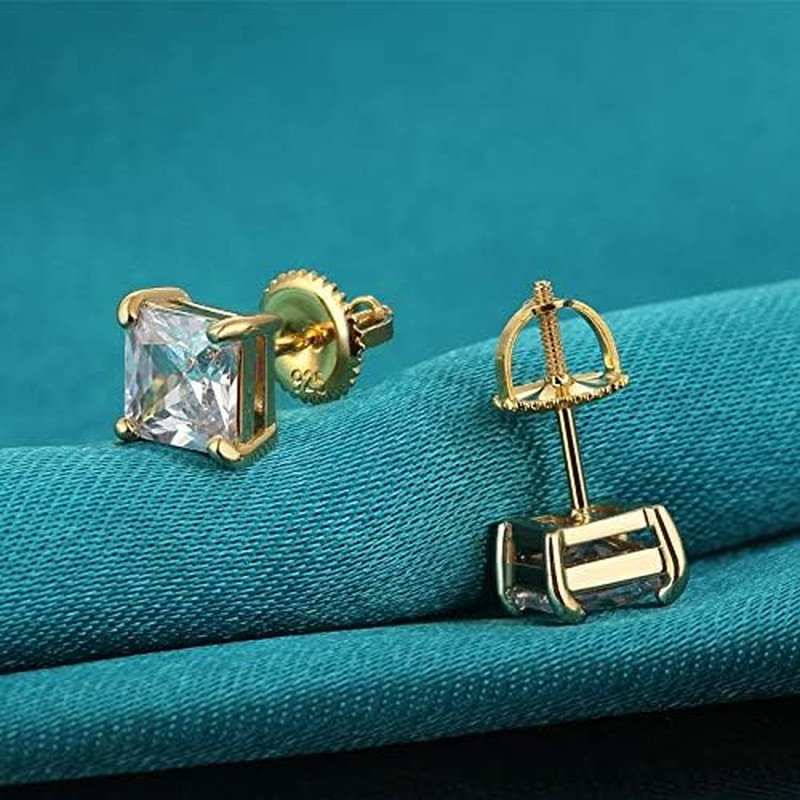 2Pairs Gold Screw Earring Backs Replacements,14K Gold Plated 925 Sterling Silver