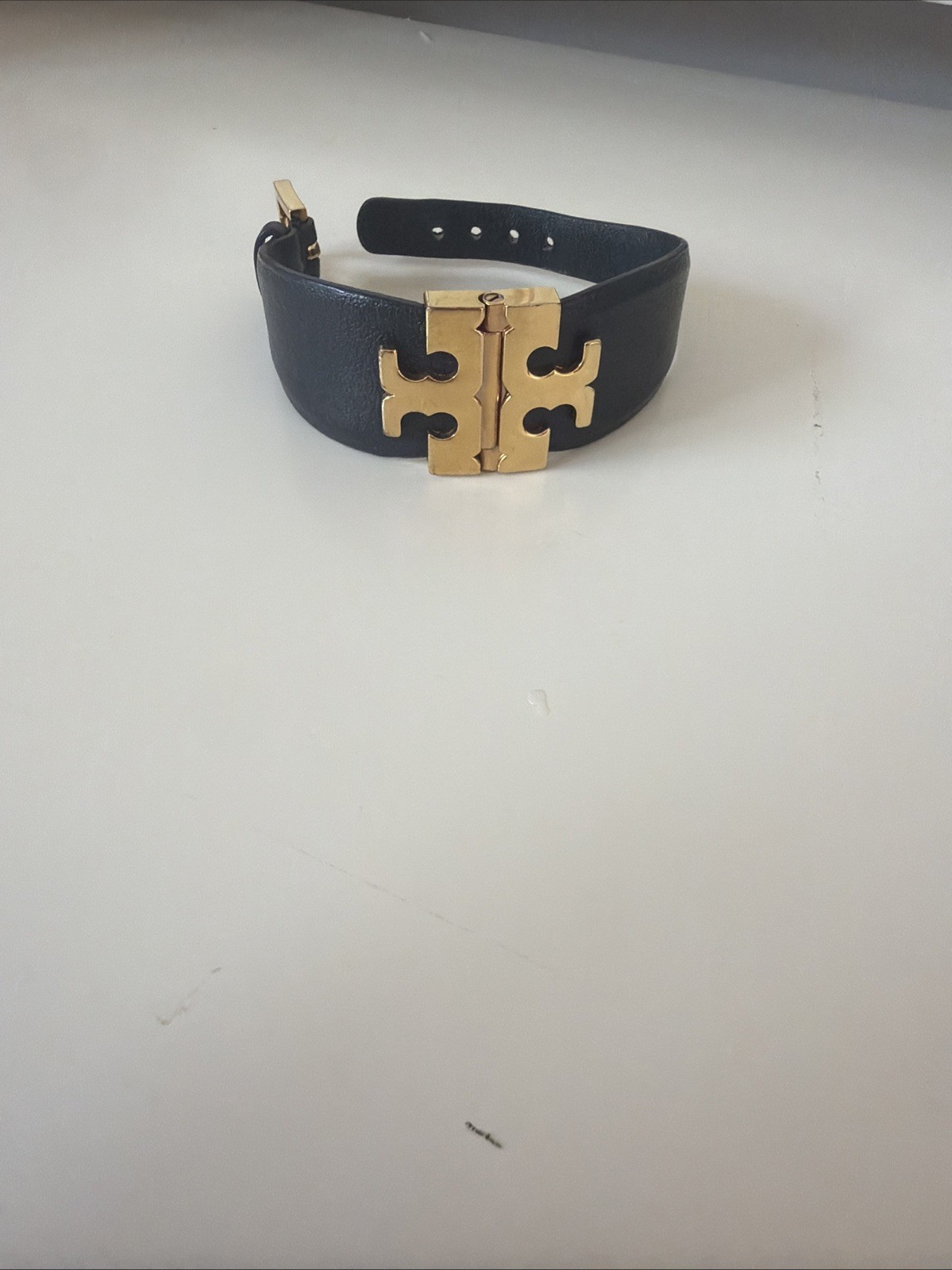 Black Leather Tory Burch Bracelet
