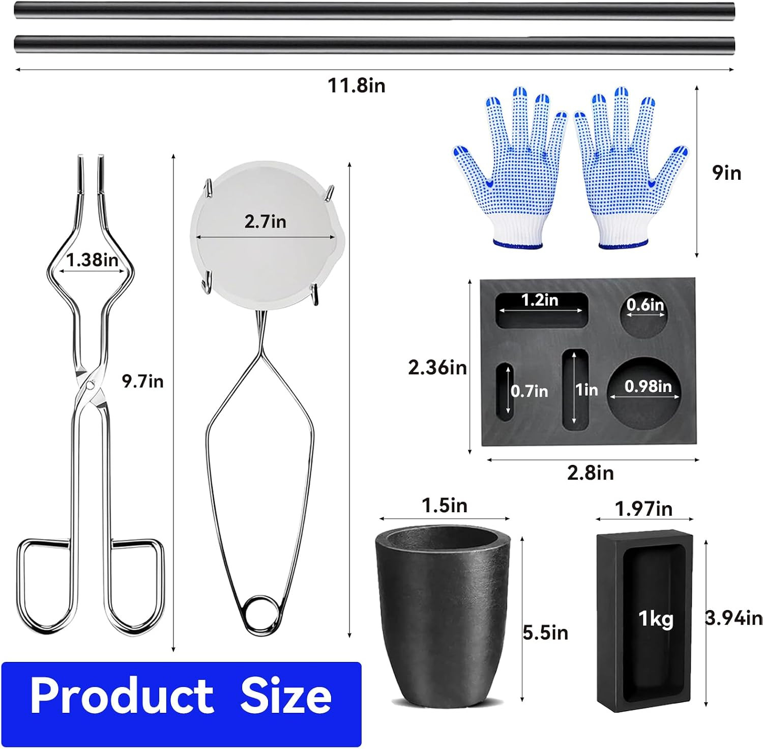 9 Pieces Graphite Torch Melting Casting Kit, Including Casting Ingot Mould, Grap