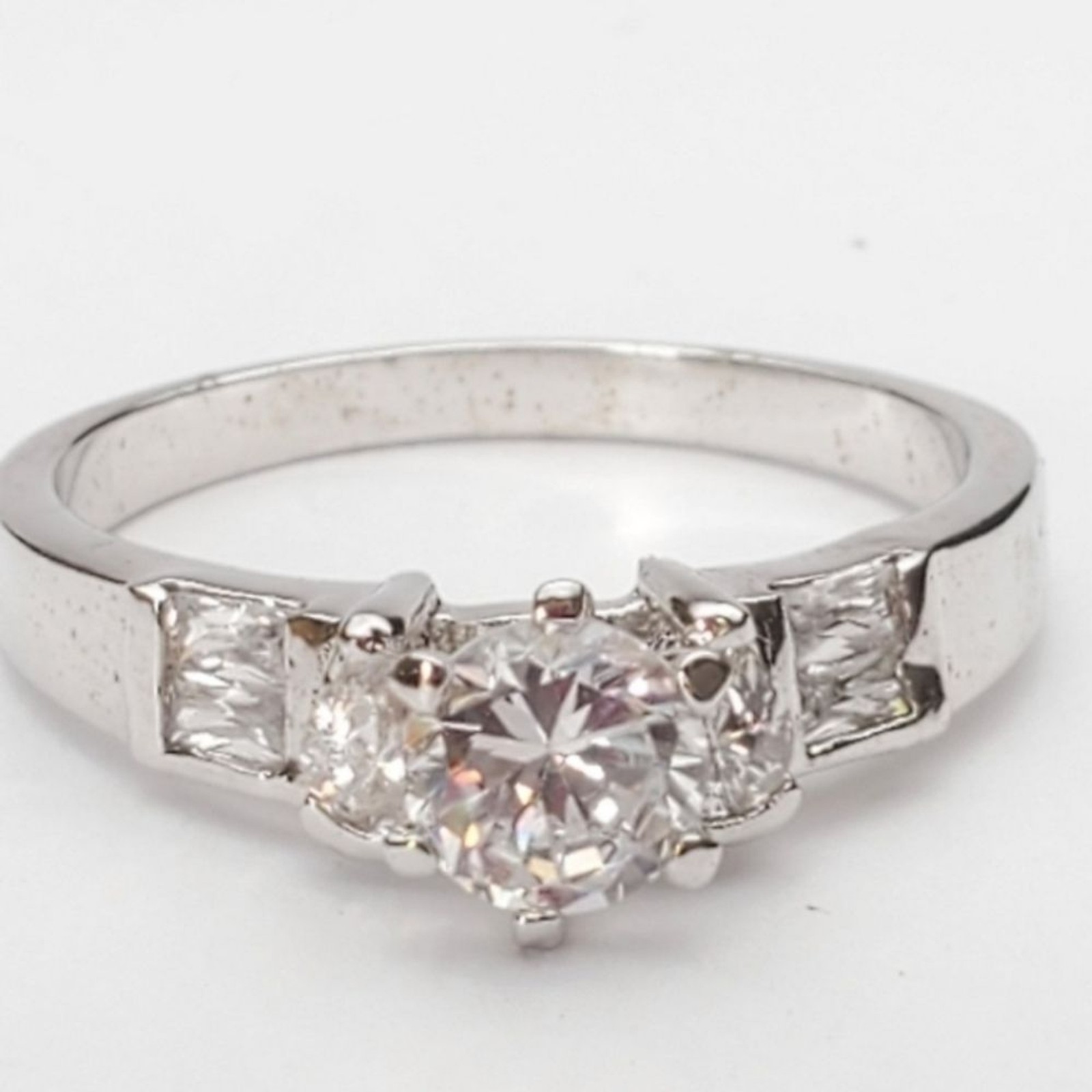 Silver Plated Solitaire with accents Size 10 promise Ring Cubic Zirconia *