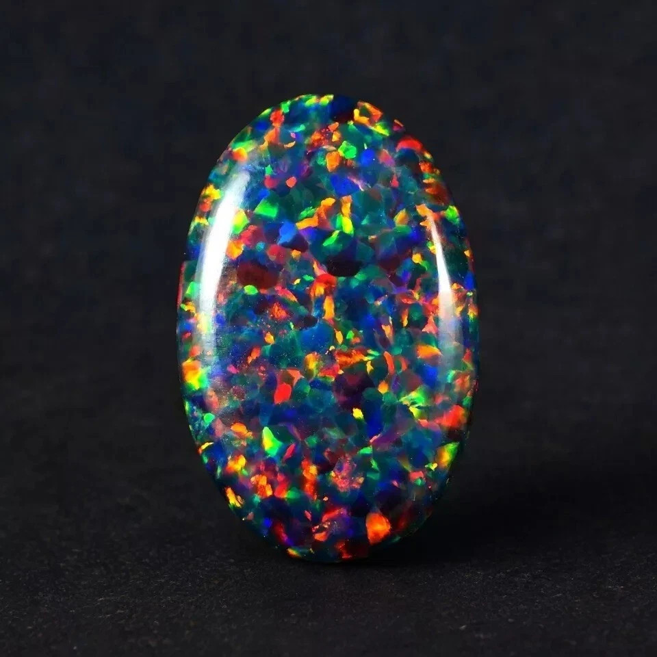 Natural Black Fire Opal Oval Cabochon 9.60 Ct AAA+ Australian LT Loose Gemstone