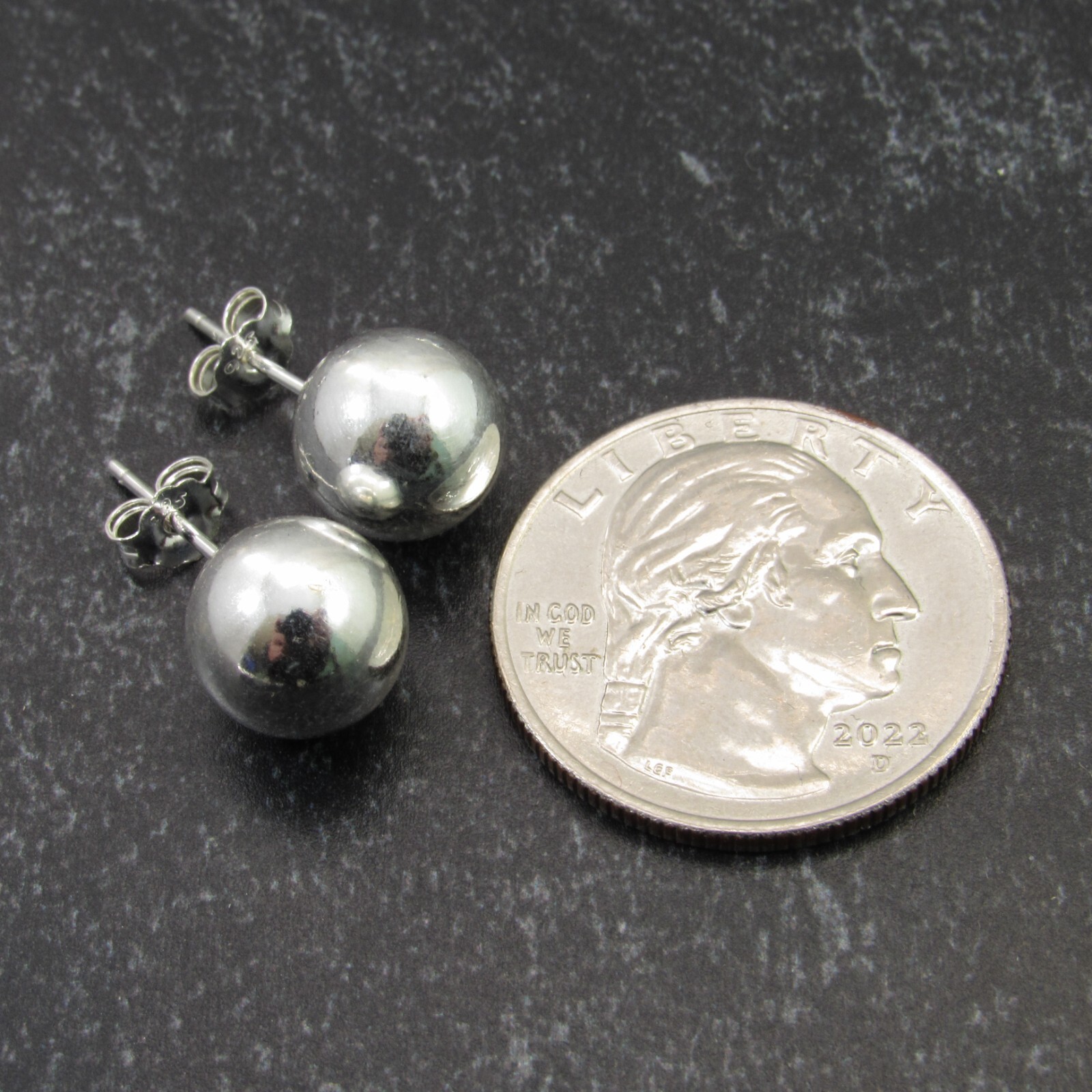 Solid 925 Sterling Silver Round Ball Stud Earrings with Butterfly Pushback Clasp