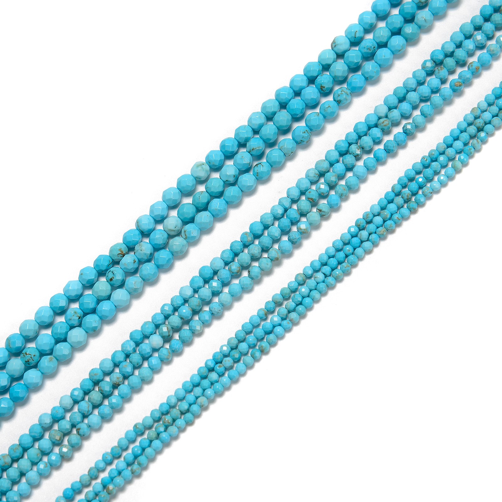 Blue Turquoise Faceted Round Beads Size 2mm 3mm 4mm 15.5″ Strand