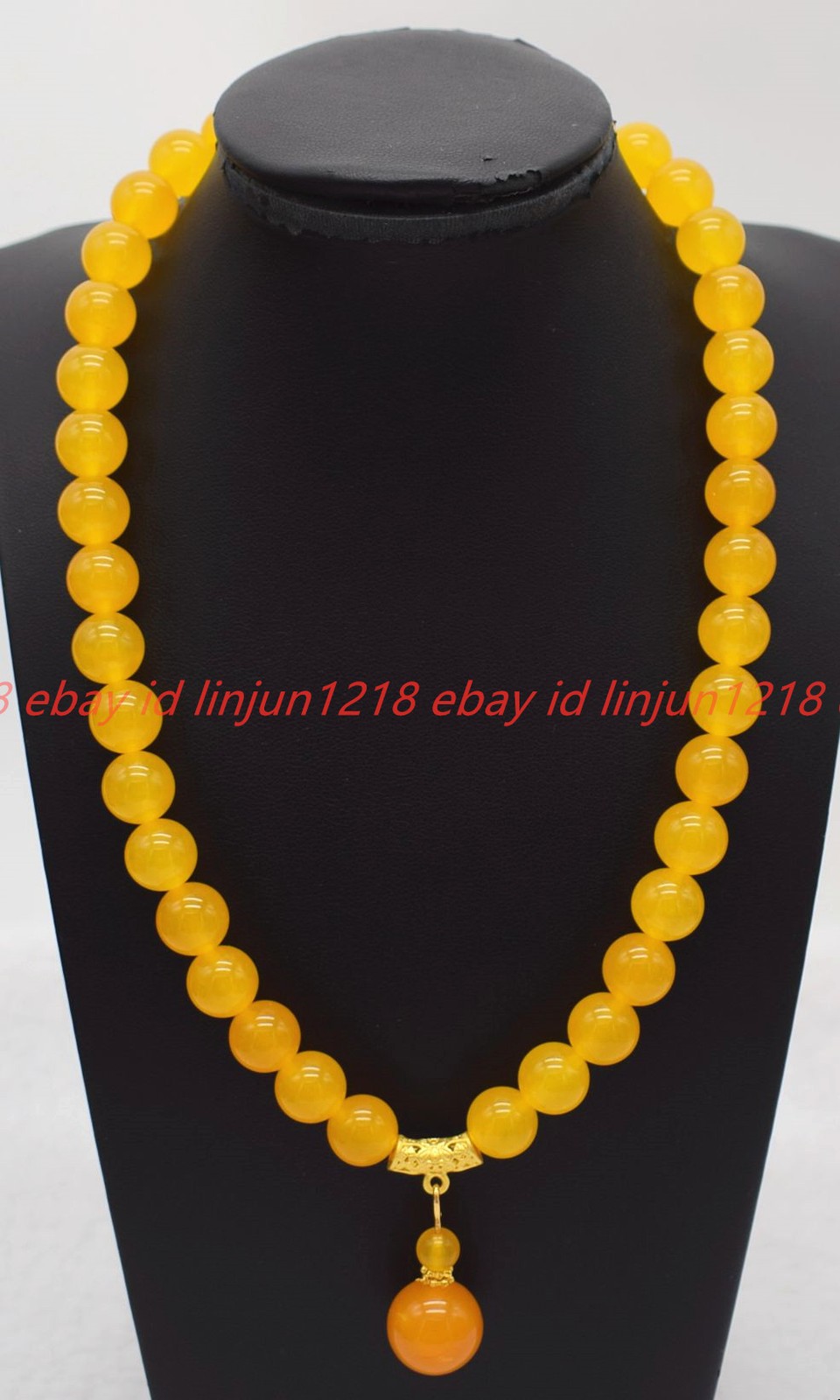 Natural 8/10/12mm Yellow Jade Gemstone Round Beads Pendant Necklace 16-28in