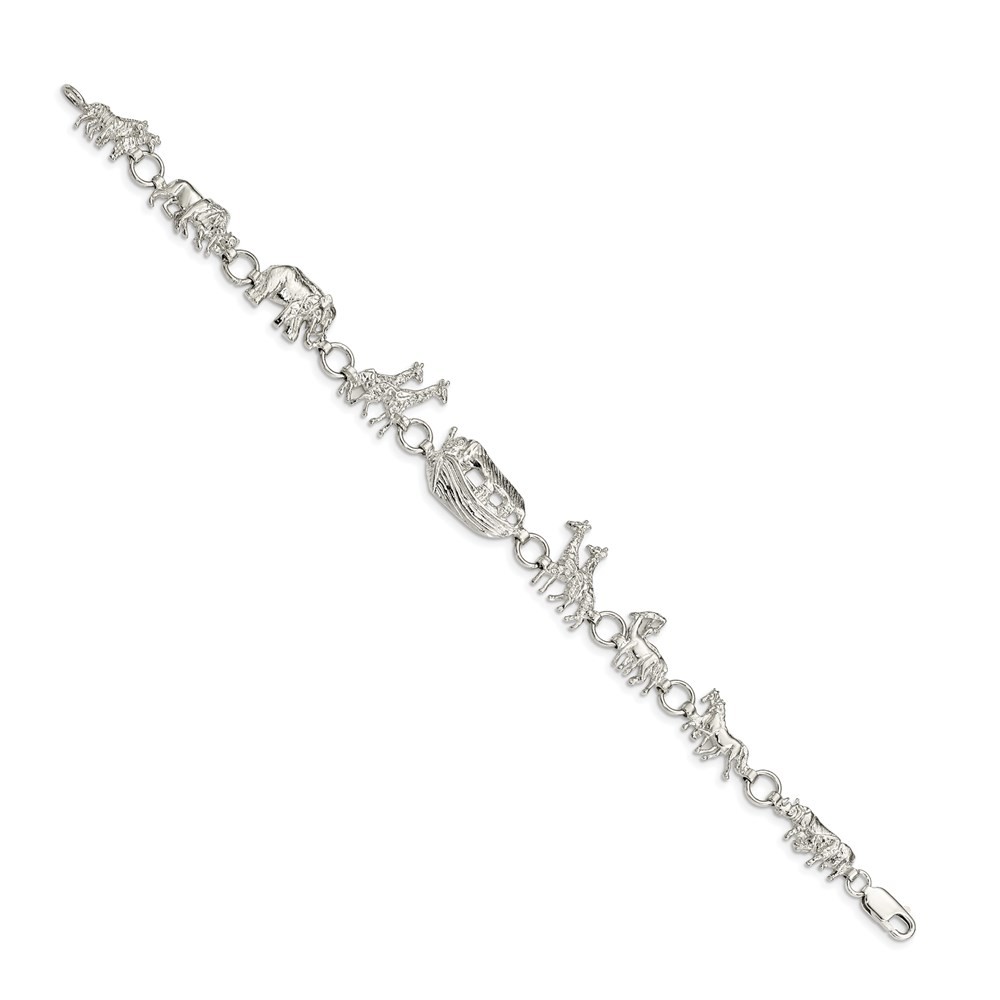 Sterling Silver Noah’s Ark Link Bracelet 7″