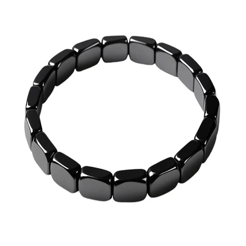 2× Natural Hematite Bracelet Reignites Masculine Energy Stretch Beaded Healing