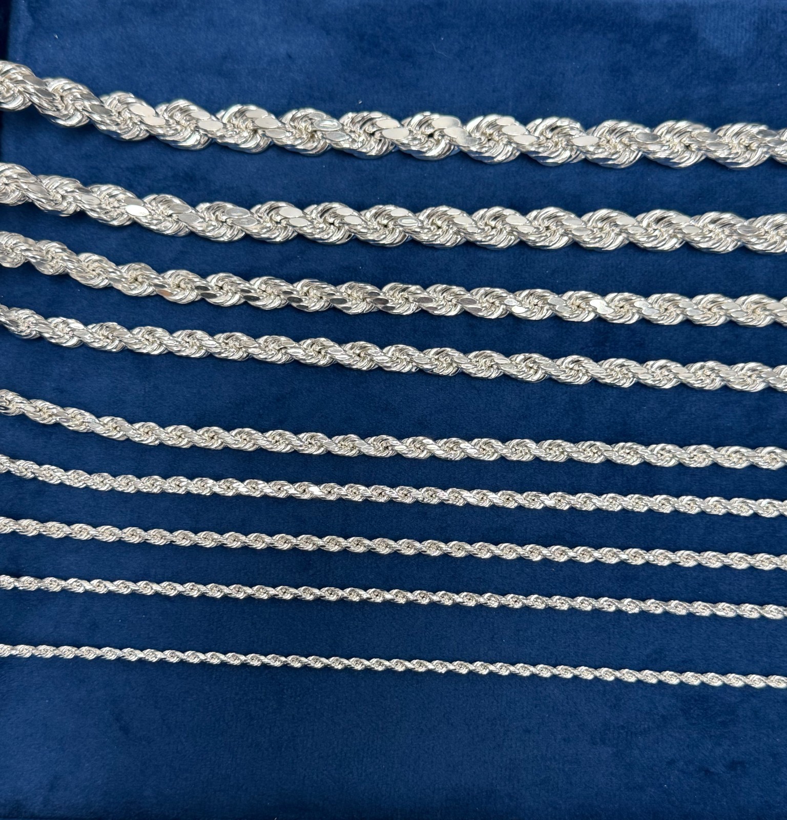 925 Sterling Silver Italian DIAMOND CUT ROPE CHAIN Necklace All Sizes – UNISEX