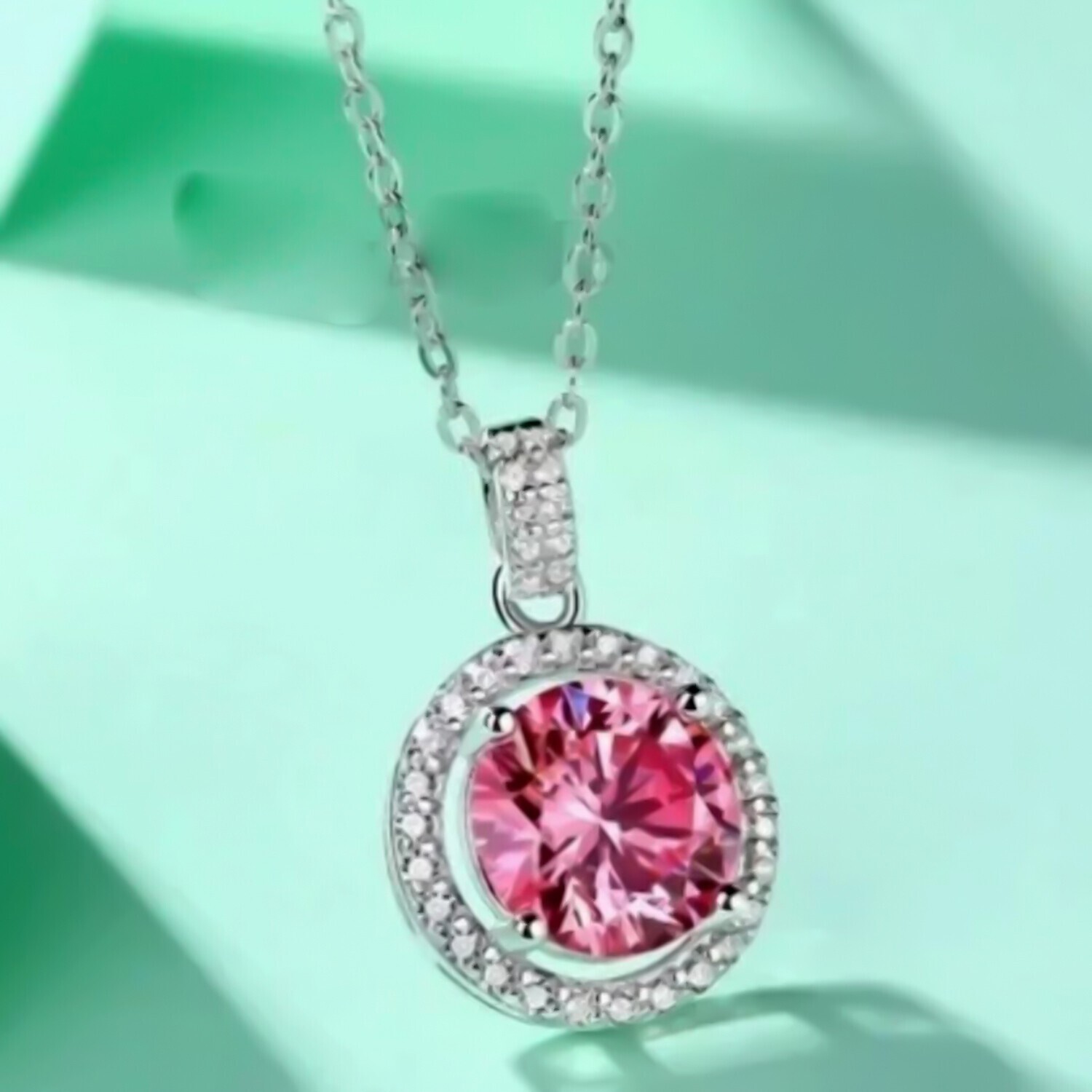 Certified 1.50 Ct Pink Diamond Pendant in 925 Silver Romantic Gift for Birthday