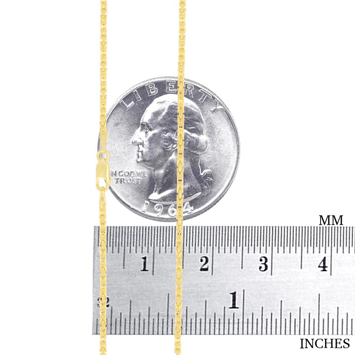 Mens 14K Yellow Gold Solid 2mm Byzantine Box Link Chain Pendant Necklace 24″