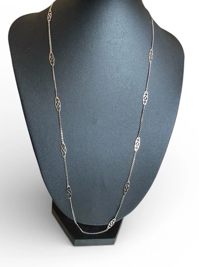 UnoAerre 14k GOLD Chain INFINITY Oval Stations Necklace 20″ ITALY Cool Bronze