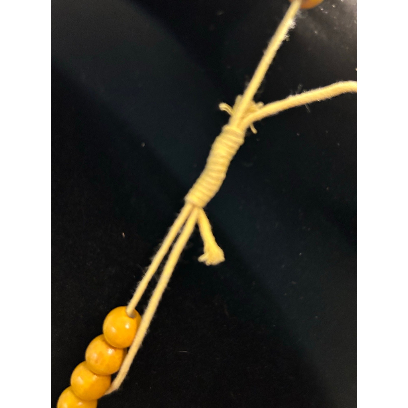 Vintage Yellow Wood Bead Statement Necklace 28″ Graduated Beads Adjustable
