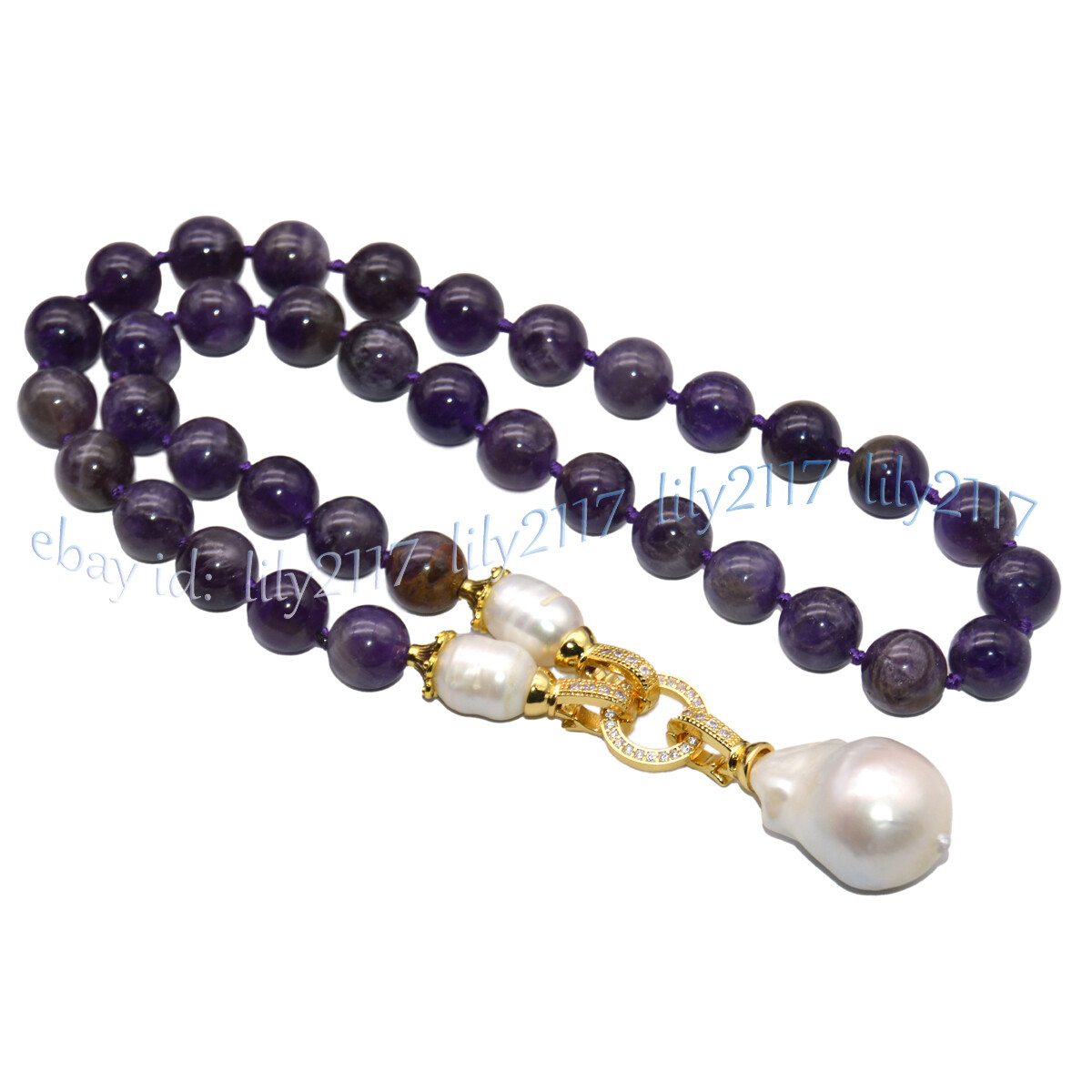 Natural Purple Amethyst Beads White Keshi Baroque Pearl Pendant Necklace 14-32”