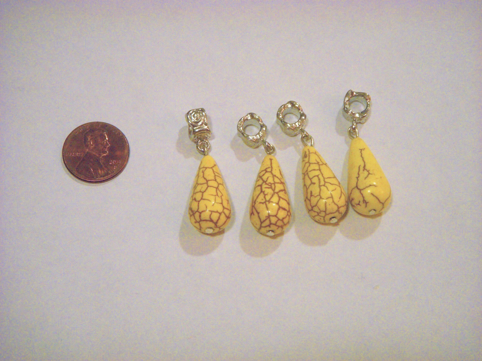 YELLOW TURQUOISE SINGLE CHARM DANGLE FOR BRACELETS OR PENDANTS MULTISHAPE/DESIGN