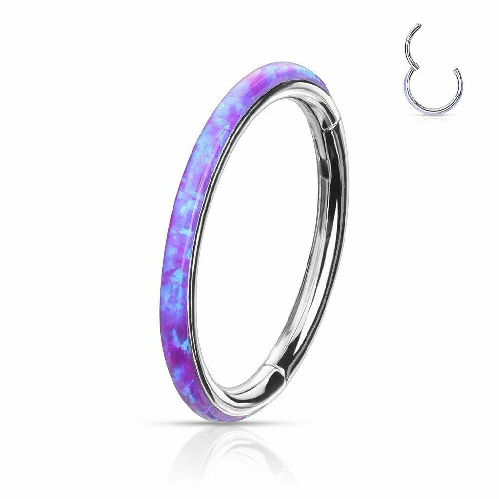 1 16 GA 5/16 Purple Opal Orbital Edge Earrin Septum Ear Hinged Helix Tragus C303