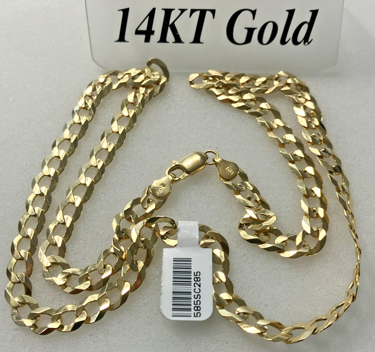 14kt Real Gold Solid Curb Link Chain 28.5grams 7.2mm 24” Brand New with Tag 14K