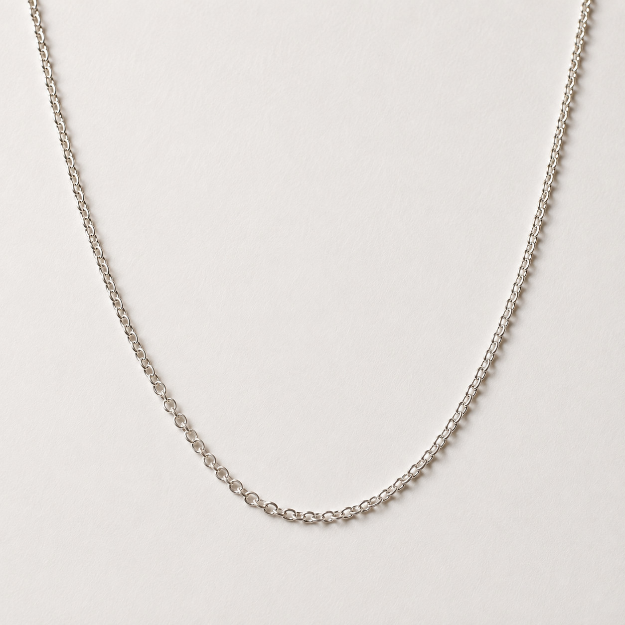 925 Sterling Silver 1.8mm Rhodium Cable Chain Necklace | Unisex Layering Chain