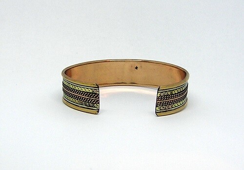 New Copper & Brass Cuff Bracelet, 6.5 X 5/8th Inch Tarnish Resistant Non-Toxic