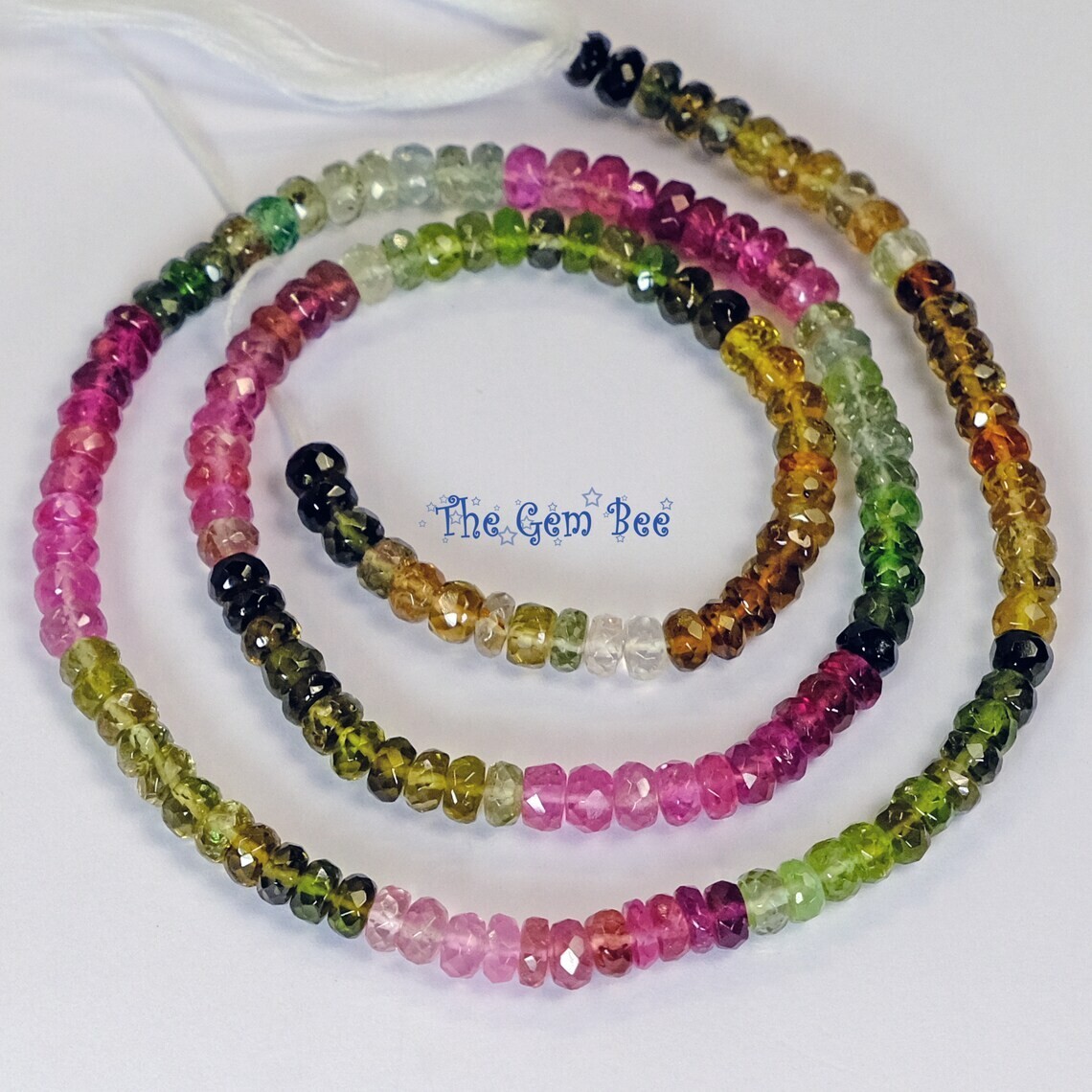 4.2mm Brazilian Tourmaline Faceted Rondelle Bead 16 inch strand