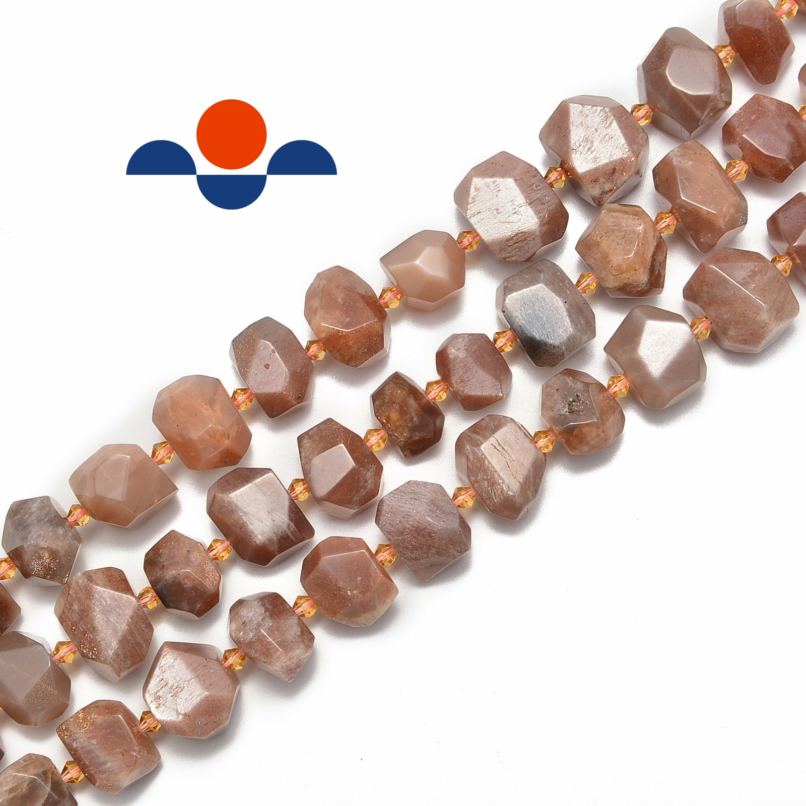 Natural Peach Moonstone Faceted Nugget Chunk Beads Approx 13x20mm 15.5″ Strand