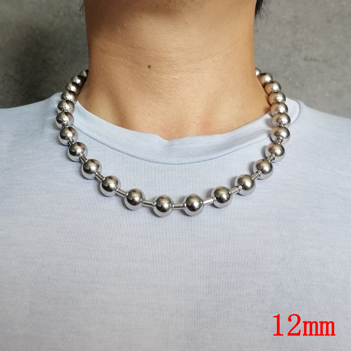Punk Ball Chain Necklace 316L Stainless Steel, 2000’s Y2K Large bead jewelry