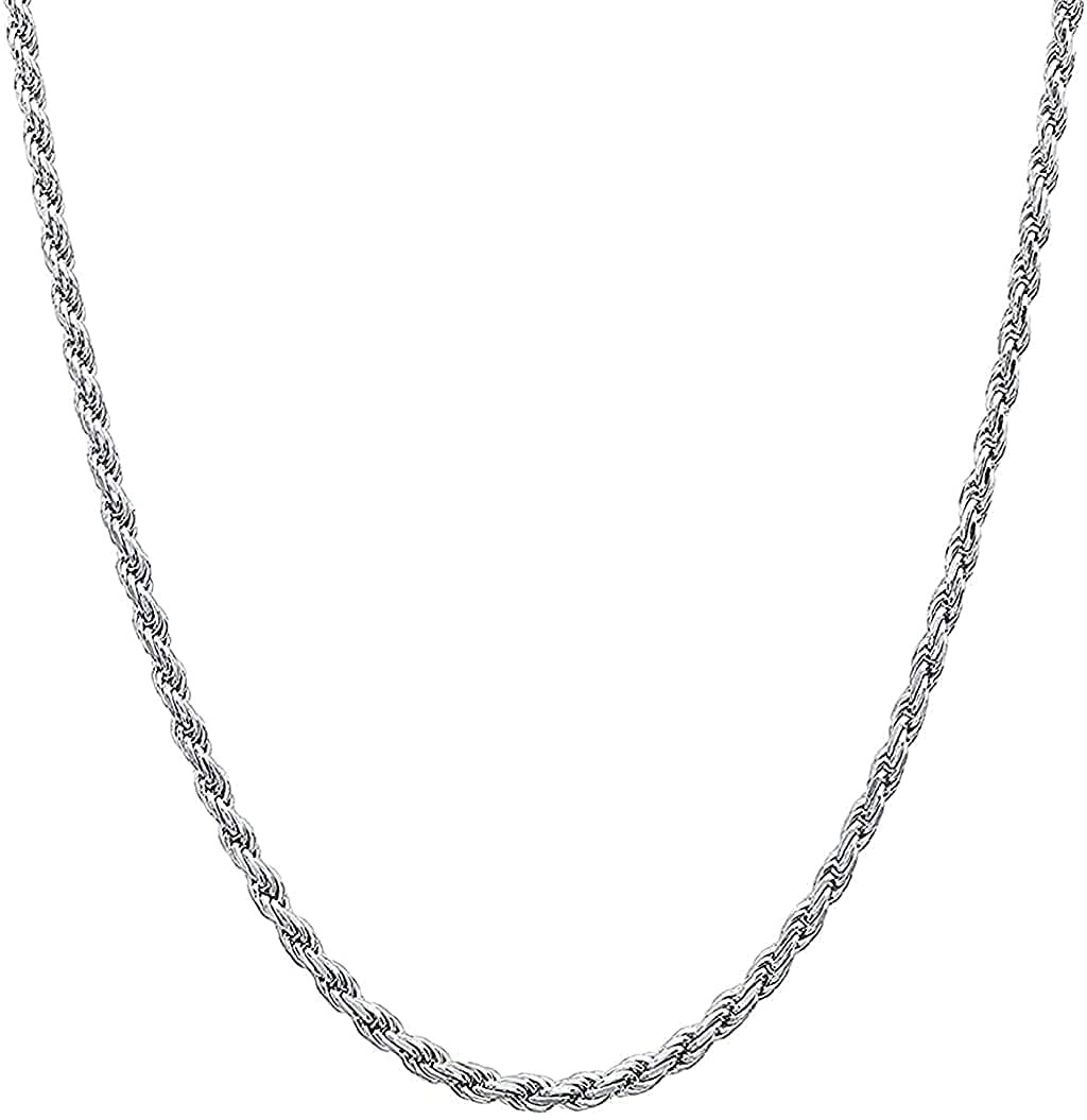 Verona Jewelers Sterling Silver Diamond-Cut Rope Chain Necklace 2Mm 2.5Mm 3Mm-