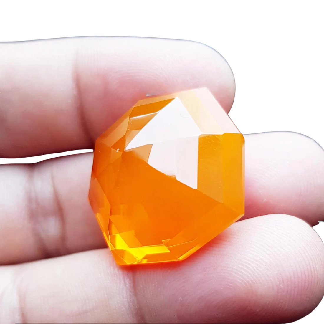 55 Ct Large Orange Mexican Fire Opal Fancy Cut Loose Gemstone 25MM Pendant Stone