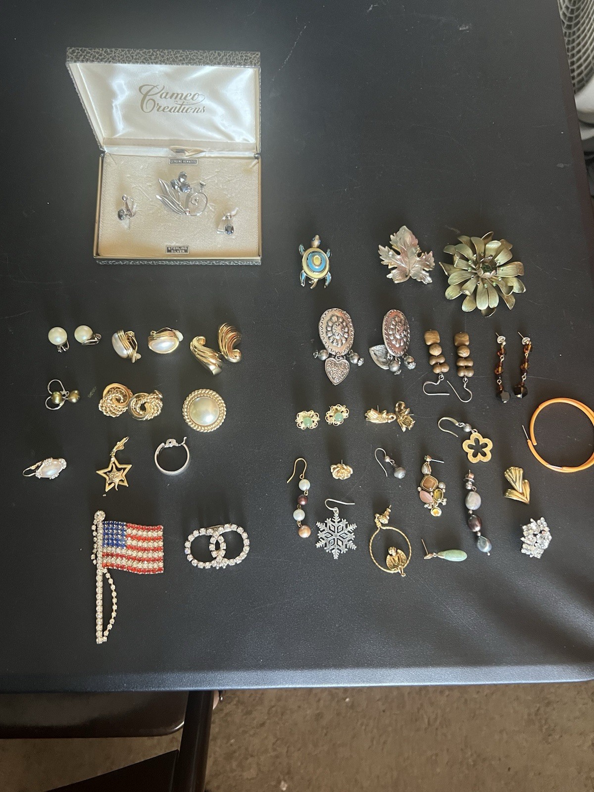Costume Jewelry Lot Pins And Earrings etc.