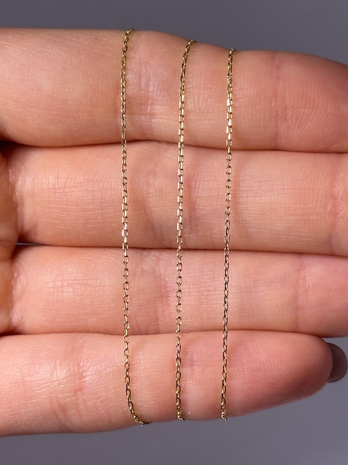14K Yellow Gold Cable Link Chain Necklace, 16”, 1 mm, 0.7 g
